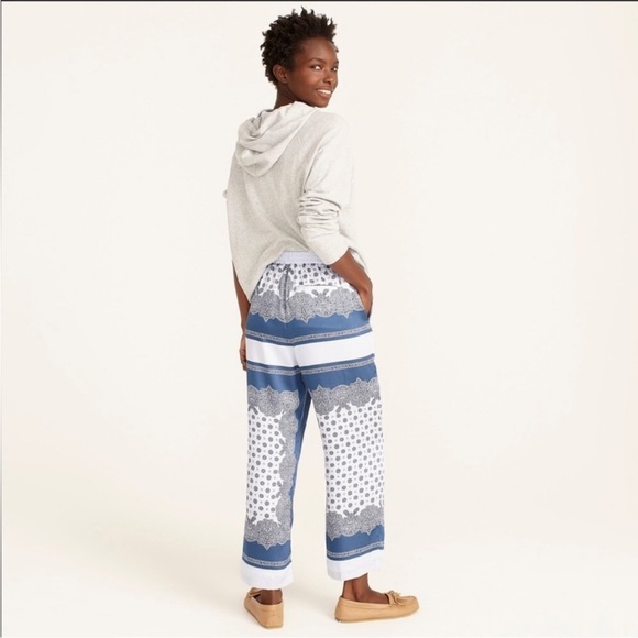 J.Crew Pull On Cropped Pant Scarf Border Print Boho Resort Beach Small - Picture 3 of 16